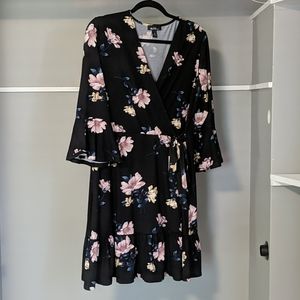 Alyx black floral faux wrap dress